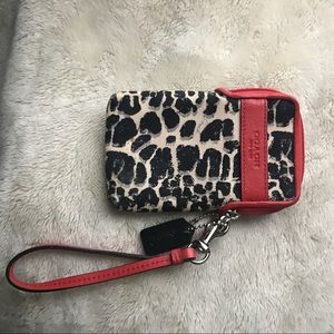 Coach leopard with red/orange phone case